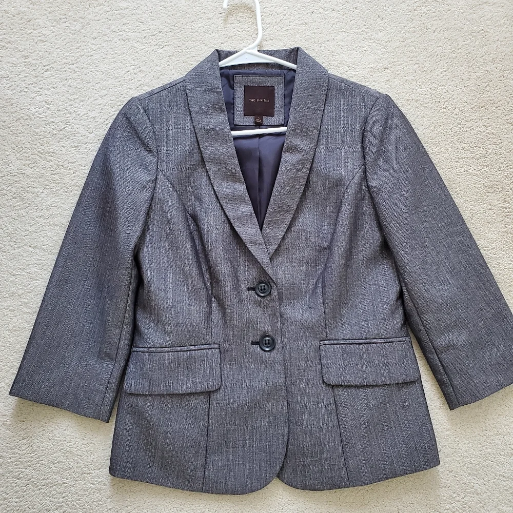 The Limited Women’s Gray 3/4 Sleeves Fitted Jacket Blazer szS